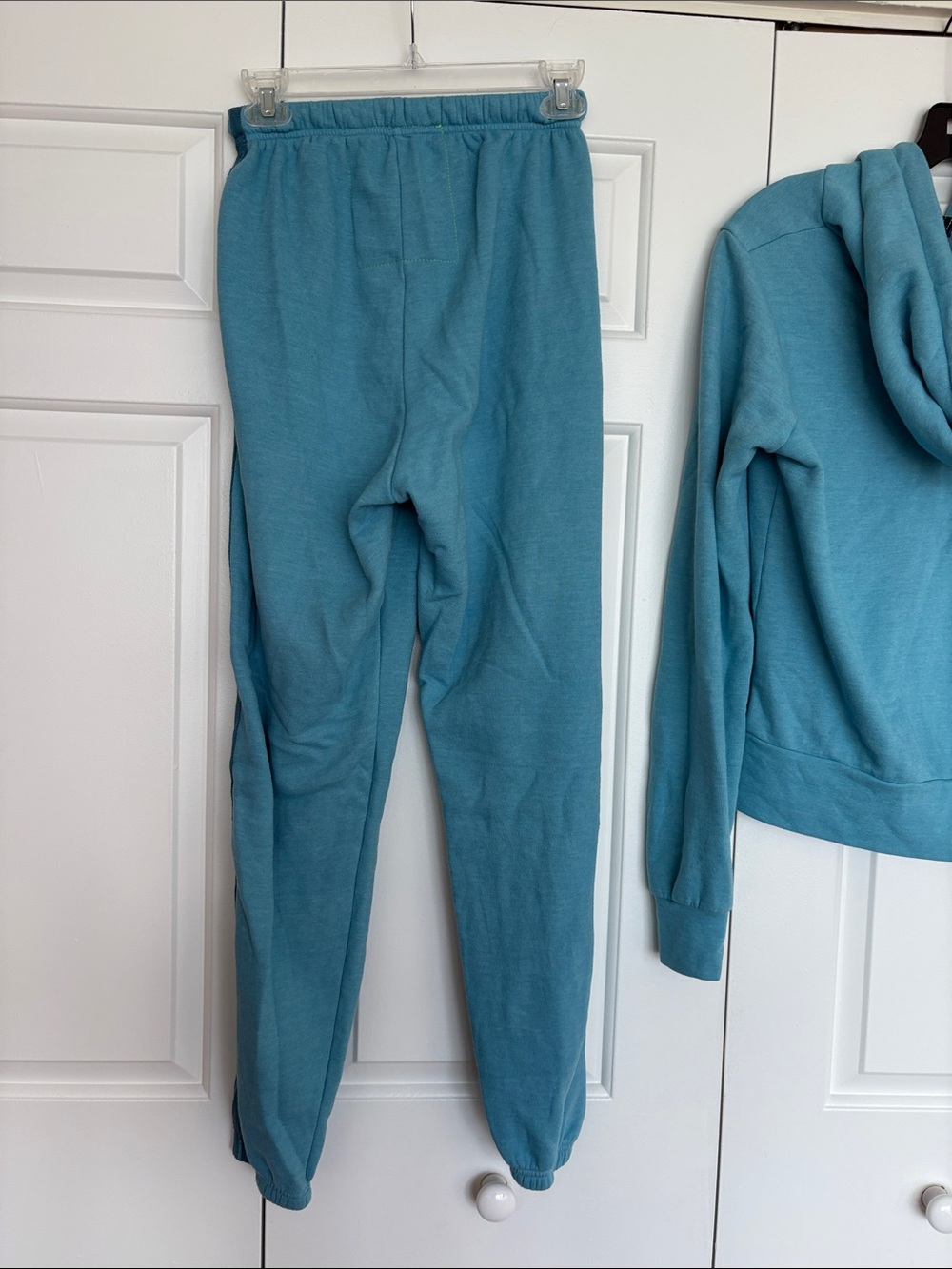 Aviator Nation Teal Zip Hoodie & Jogger Set with Stripe Detail - Picture 4 of 6